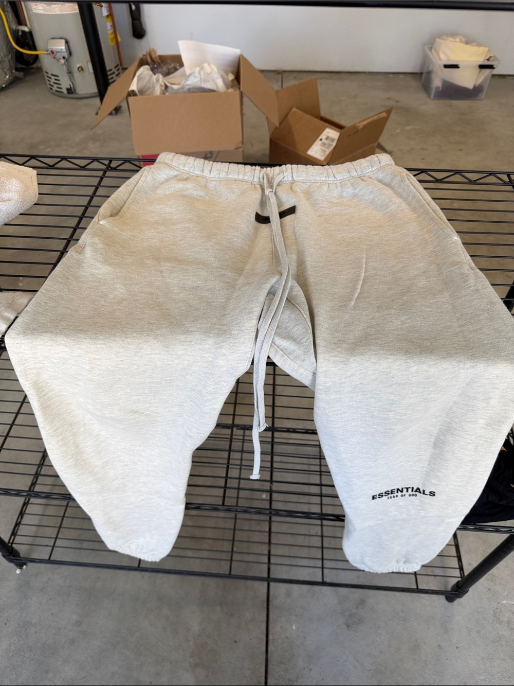Essentials Heather Gray Sweat Joggers with Drawstring